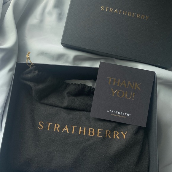 Strathberry Crescent Shoulder Bag in Navy/Vanilla/Burgundy - Picture 6 of 14